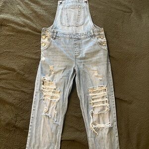 Cello Light Blue Distressed Women's Denim Overalls